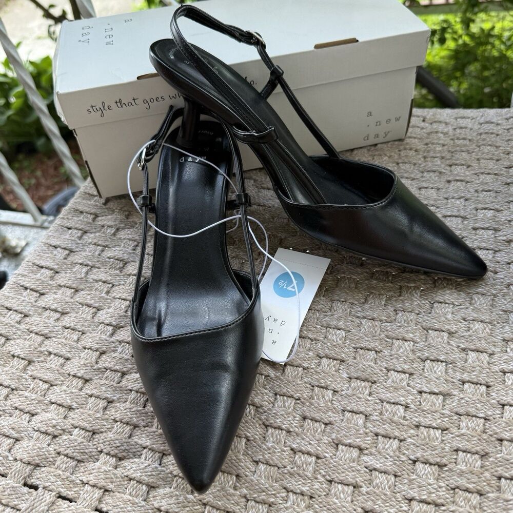 Women’s Annette Slingback Heels - A New Day Black 7.5 - Picture 7 of 12
